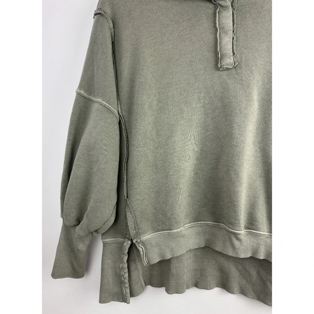 We The Free People Camden Henley Long Sleeve Sweatshirt XS Slouchy Boho Grunge - Picture 4 of 15